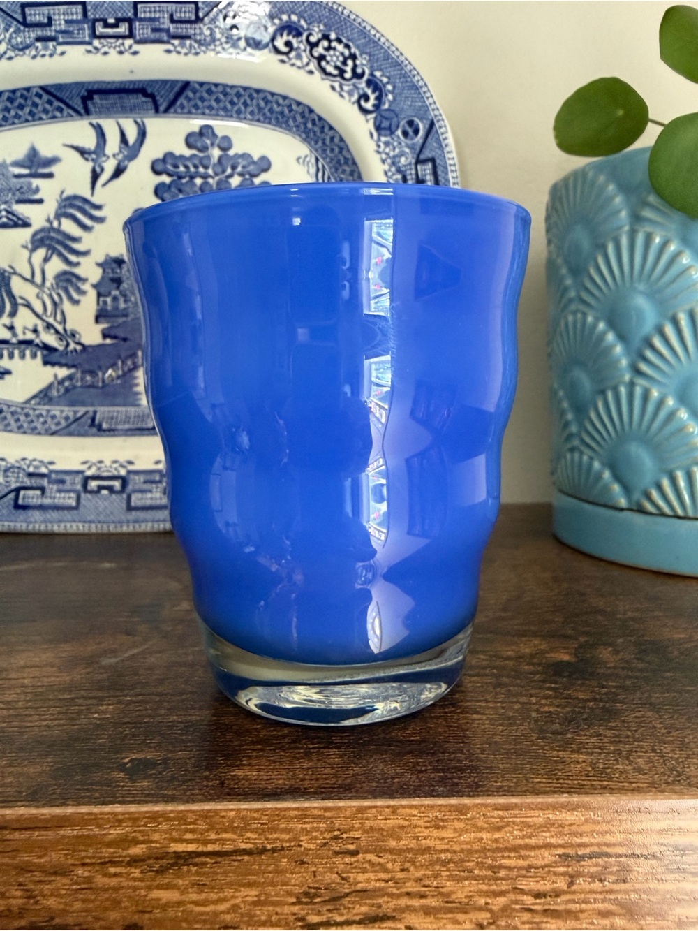 Vintage dansk “ Rio blue” hand blown double old-fashioned glass